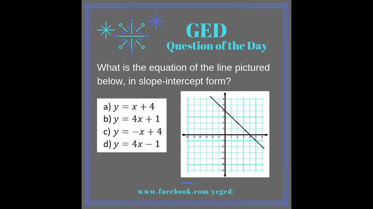 GED QOD: Equations of Lines from Graphs 2 - YouTube