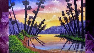 Acrylic sunset Painting for Beginner&#39;s #546