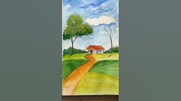 Easy watercolour scenary for kids #drawing #watercolor #kids