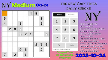 The New York Times Daily Sudoku 2025-10-24 Medium