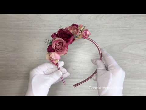 Видео обзор   ободок для волос с цветами Рамада