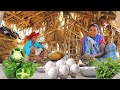 EGG CAPCICUM curry and PUNKA SHAK VAJI cooking in tribal method by our santali tribe grandmaa