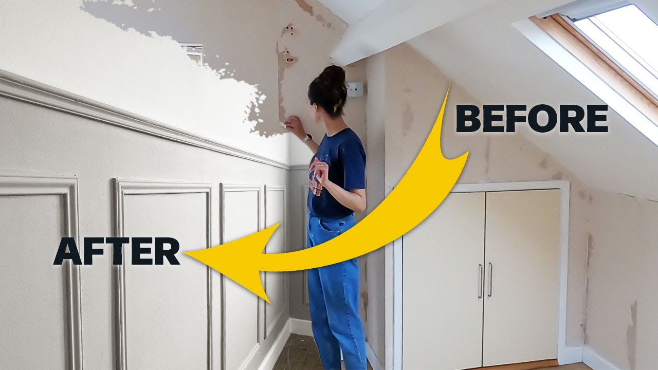 Spare Room Transformation DIY Picture frame Paneling, COAT Paint