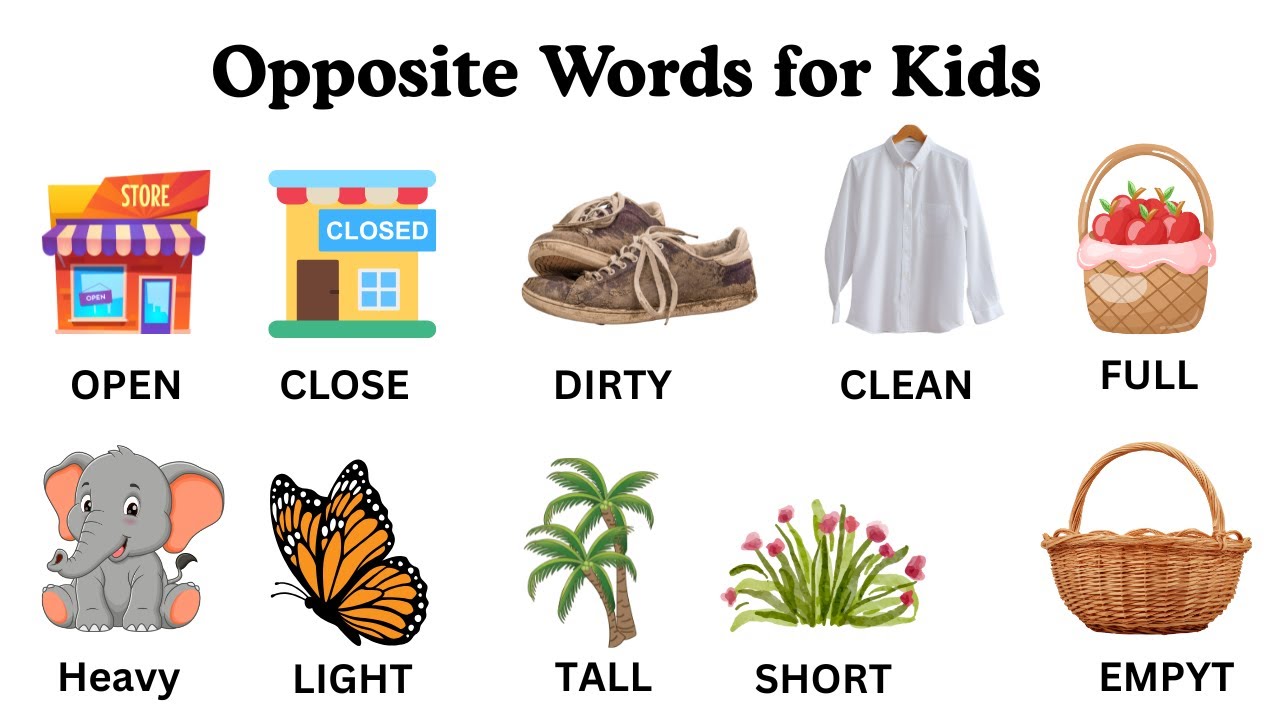 English  Vocabulary  | 50 Opposite Words for kids | Learn With Sentences | Antonyms in English