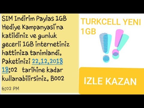 TURKCELL YENİ 1GB İNTERNET BEDAVA (YENİ KAMPANYA) 2019 IZLE KAZAN