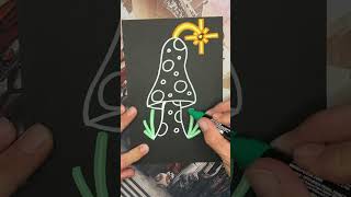 Neon drawing practice with Posca pens #posca #blackpaper #art #mushroom #1up #neon