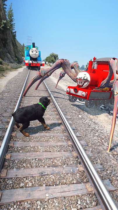 GTA V: THOMAS THE TRAIN SAVING CHOP FROM CHOO CHOO CHARLES #shorts
