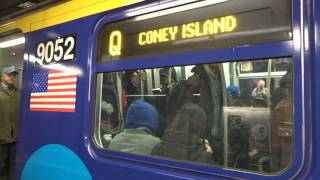 NYC Subway: Coney Island-bound R160 (Q) Entering & Leaving Times Square-42nd Street (Wrapped Set)