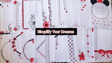 50 RED ❤️❤️BORDER DESIGNS/PROJECT WORK DESIGNS/CORNER AND SIDE BORDER DESIGNS