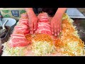 japanese street food - hiroshima style okonomiyaki 広島焼き