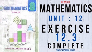 Exercise 12.3 Class 8 Mathematics Sindh textbook | Class viii Mathematics