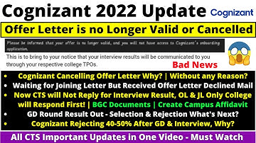 Cognizant Cancelling Offer Letter Before DOJ for all? Interview Result Out By College TPO Not by CTS