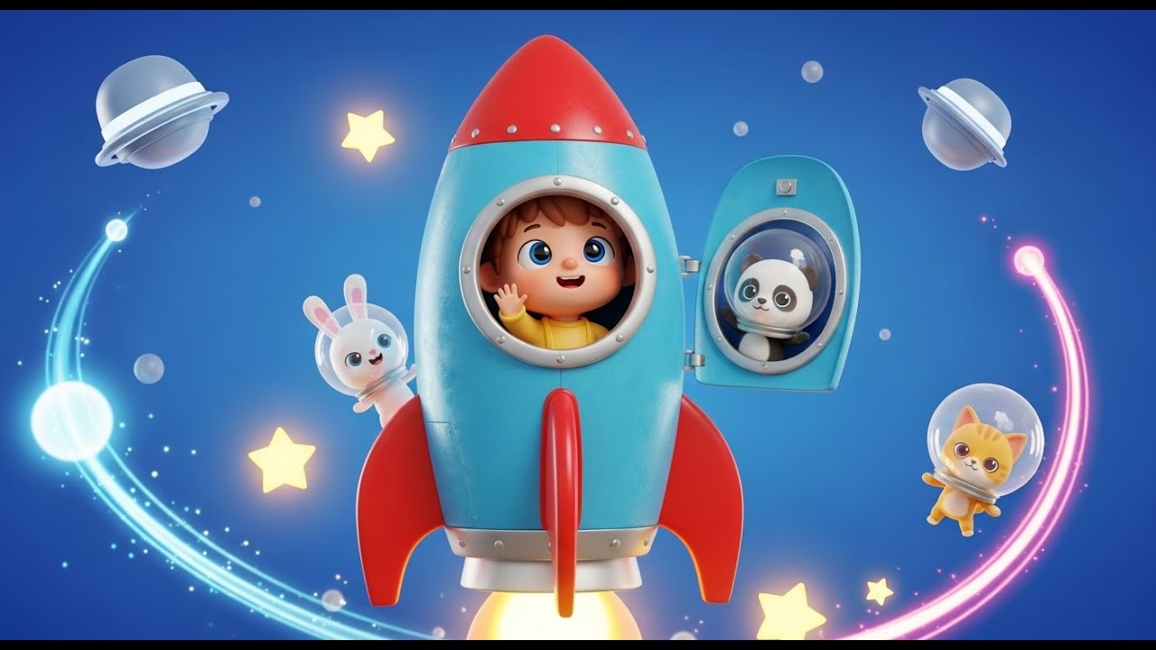 Magic Rocket Soars Over the Clouds 🚀☁️ | Fun Learning Song for Kids | Rainbow Rhyme