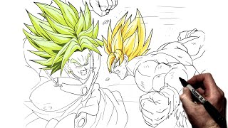 How To Draw Broly LSSJ vs Goku SSJ | Step By Step | Dragon Ball