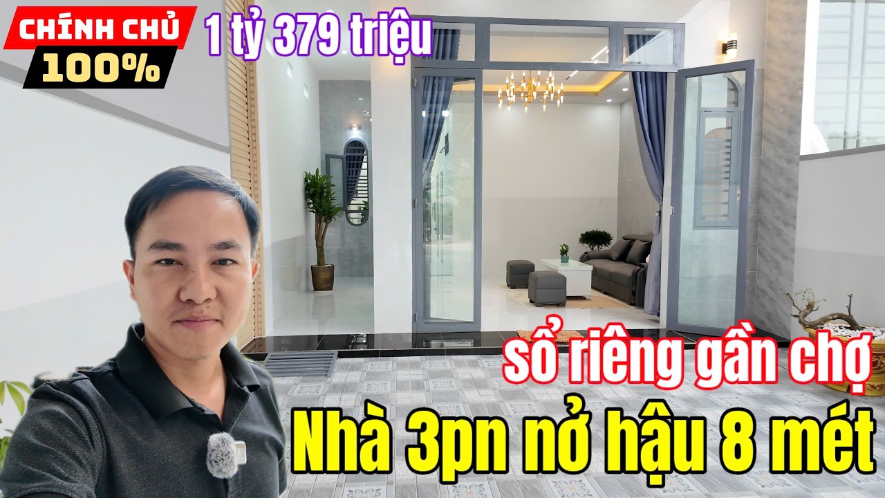 Tây Ninh: bán nhà 3PN 216m2 sổ riêng nở hậu hơn 8m mặt tiền đường ô tô có sân vườn gần chợ Long Hải