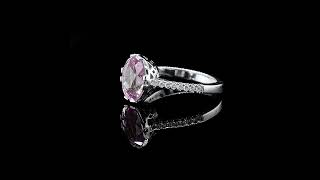 Padparadscha Sapphire 410 Carats Set In 14k White Gold Ring With Diamonds  Grs Report I Sku 2415