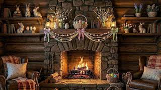 Cozy Easter Fireplace Ambience | Rustic Log Cabin Decor | Live 24/7