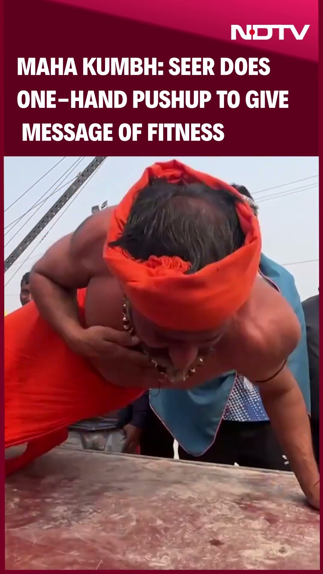 Maha Kumbh Mela 2025 |  Seer Does One-Hand Pushup To Give Message Of Fitness