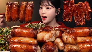 SUB) Yang paling gemuk yang pernah ada! Tongdaechang Raksasa dan Mukbang Jamur Enoki Ayam Api🔥 Kimchi daun bawang dan geotjeori peterseli air, kombinasi hebat antara Daechang dan Mukbang Asmr Usus Raksasa yang terdengar nyata