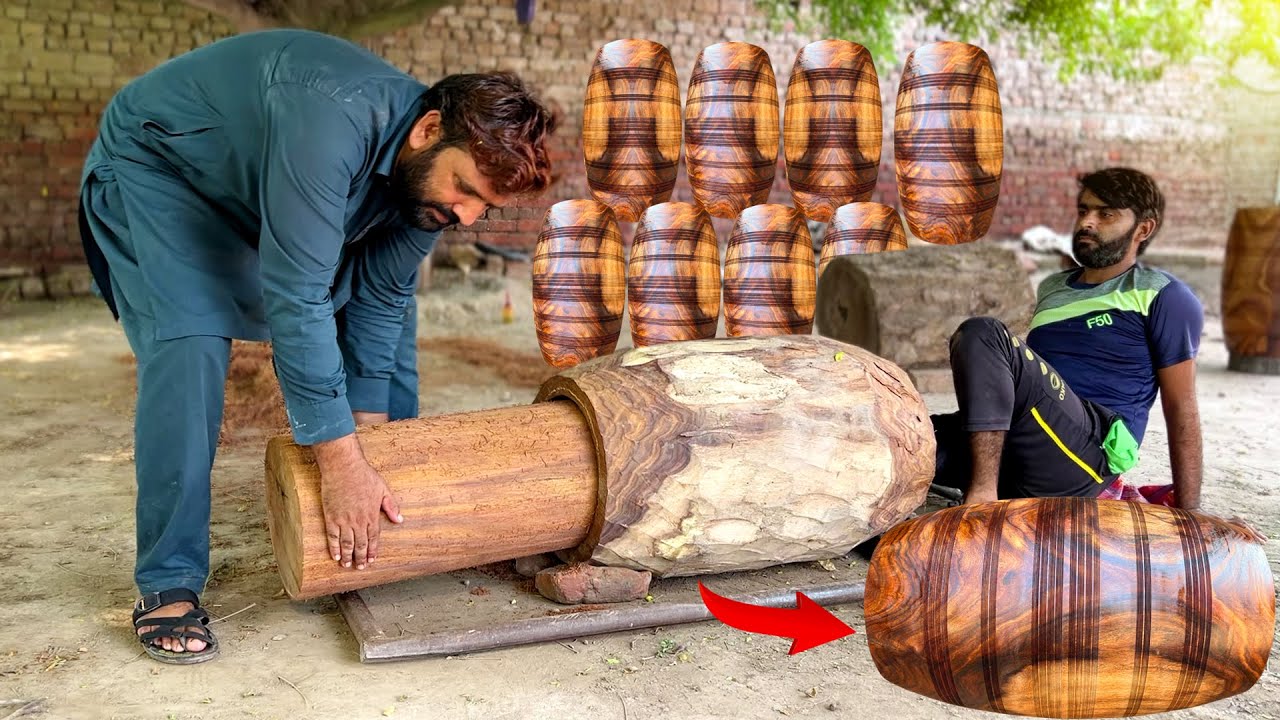 Master Carpenter’s Secret Hack – How to Make a Traditional Wooden Dhol With Amazing Skills!