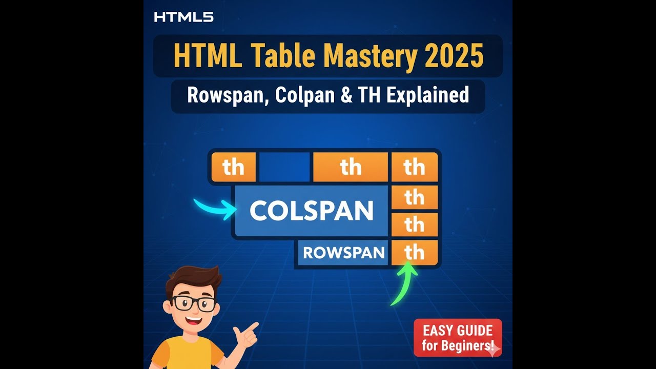 HTML Table Mastery 2025: Rowspan, Colspan & TH Explained for Beginners ...