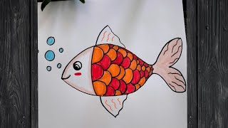 رسم سهل جداً للمبتدئين/تعلم كيفية رسم سمكة سهلة/رسومات سهلة/ تعليم الرسم للمبتدئين/ رسم سمكة