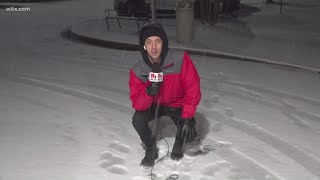 Camden snow beginning to accumulate on roads
