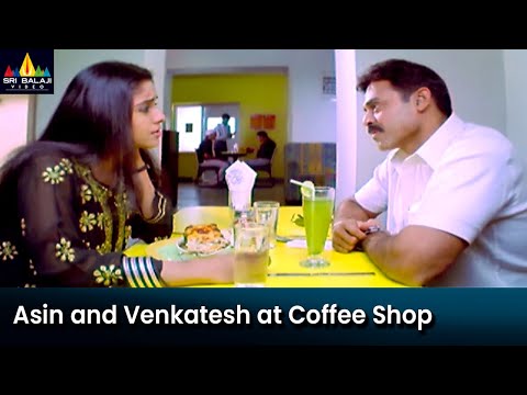 Asin and Venkatesh at Coffee Shop | Gharshana Movie Scenes | Sri Balaji Movies - SRIBALAJIMOVIES