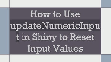 How to Use updateNumericInput in Shiny to Reset Input Values