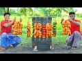 GRILLED CHICKEN  | Chicken With Vegetables Cooking In A Old Barrel | Village Food