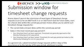 Submission Window for Timesheet Change Requests