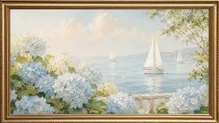 Ocean View Hydrangeas & Sailboats | 6 Hour Relaxing Coastal Decor | 4K Frame TV Art screenshot 3