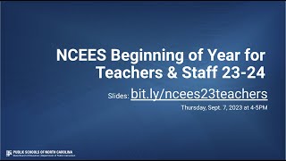 Beginning of Year for Teachers & Staff 2023