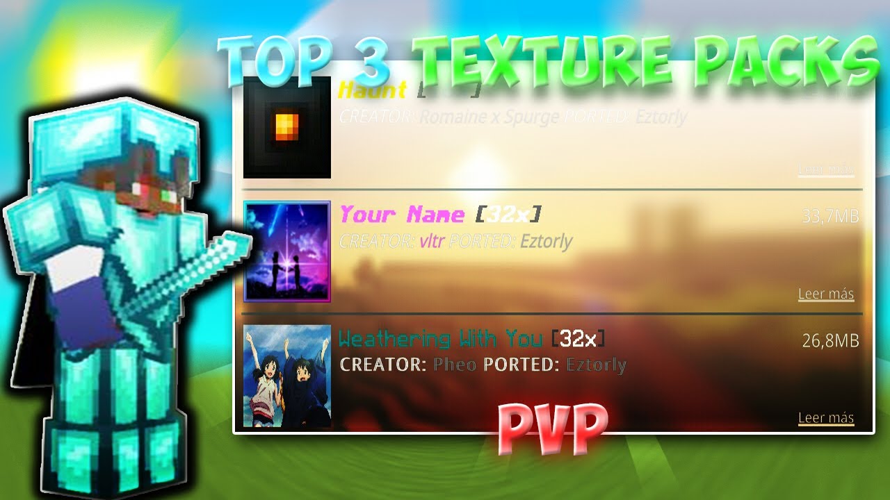 TOP 3 PVP TEXTURE PACK | MCPE & WIN10 (1.16x) FPS BOOST - YouTube
