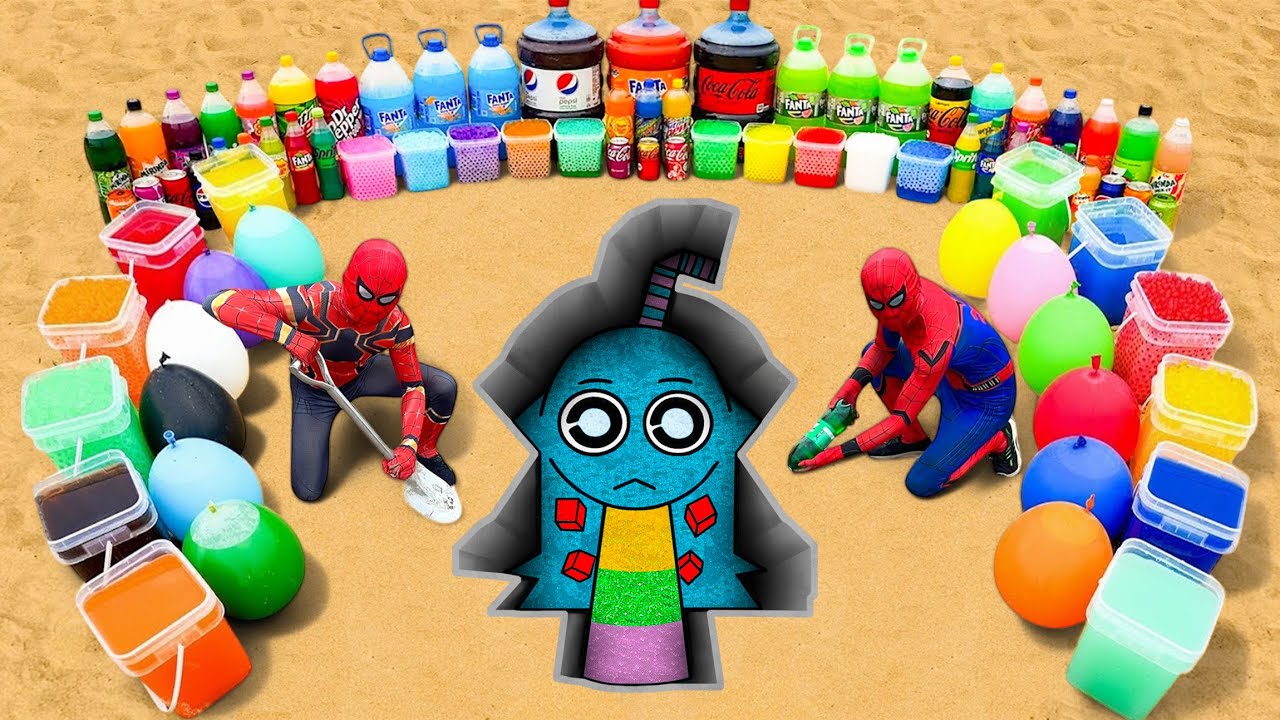 How to make Sprunki Aqua with Orbeez, Giant Fanta, Giant Pepsi, Sprite, Mirinda, Coca Cola vs Mentos