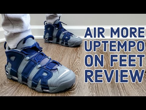 Nike Air More Uptempo ' 'Cool Grey Midnight Navy' On Feet Review
