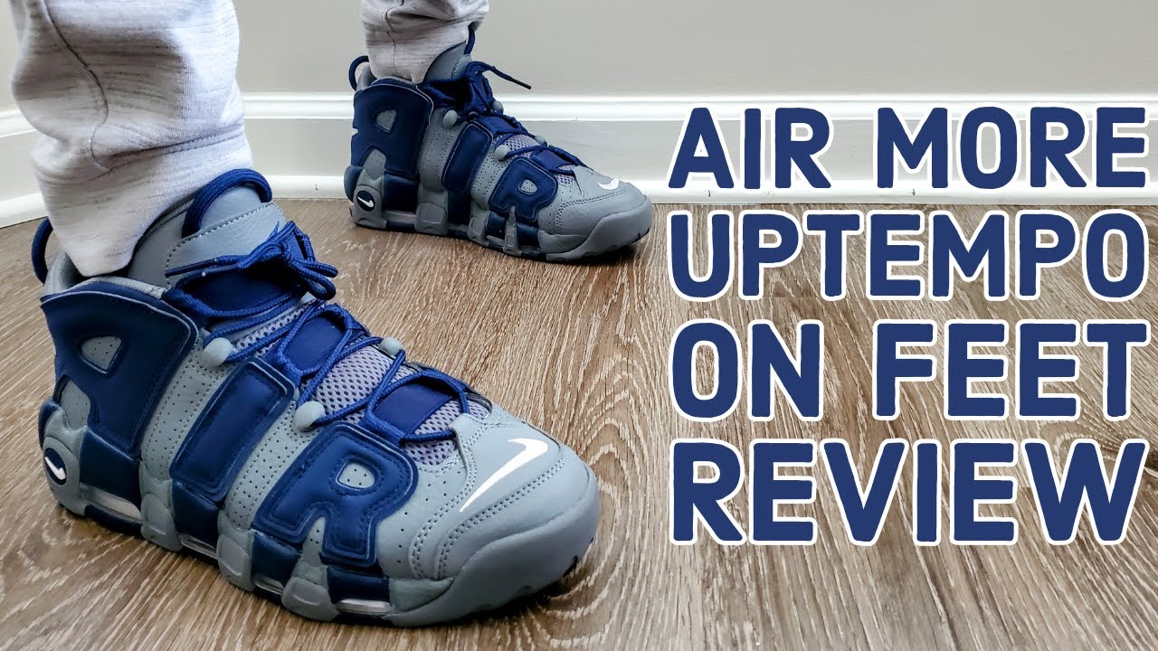 Nike Air More Uptempo '96 'Cool Grey Midnight Navy' On Feet Review (921948  003) - YouTube