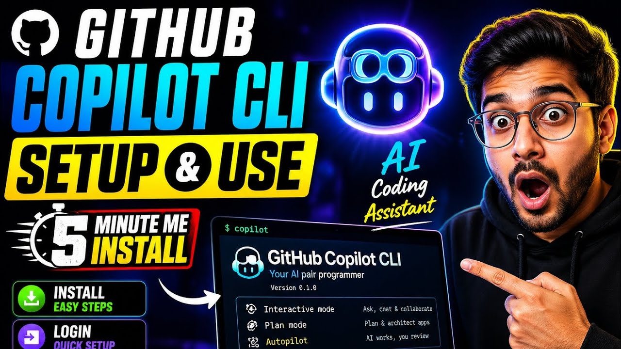 GitHub Copilot CLI Setup 🔥 5 Minute Me Install & Use Kare | AI Coding ...