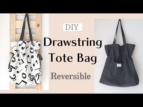 リバーシブル】巾着型トートバッグの作り方 収納袋付き /DIY