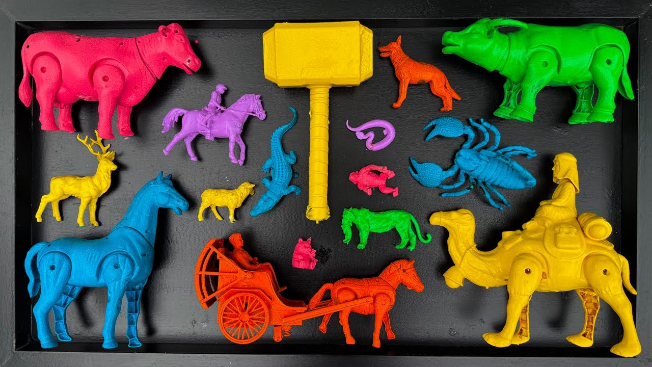 Membersihkan mainan hewan, sapi, bebek, angsa, ayam, gajah, singa, unta, buaya, zebra, kangguru.