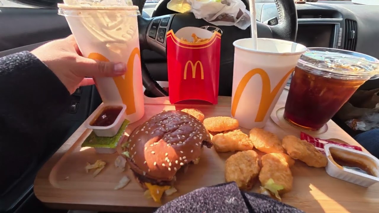 POV Car Mukbang | Big Mac, Milkshake, Curly Fries, Nuggets & Beef Wrap