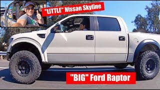 フォードラプターが直った！ 益々大きくなってない？ミニに見えるハコスカと親子で走らせてみた！My BIG Ford Raptor vs My LIL Nissan Skyline