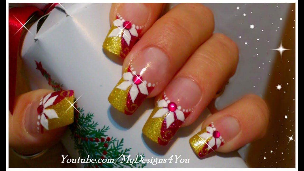 White Poinsettia Nail Art Rhinestones - wide 5