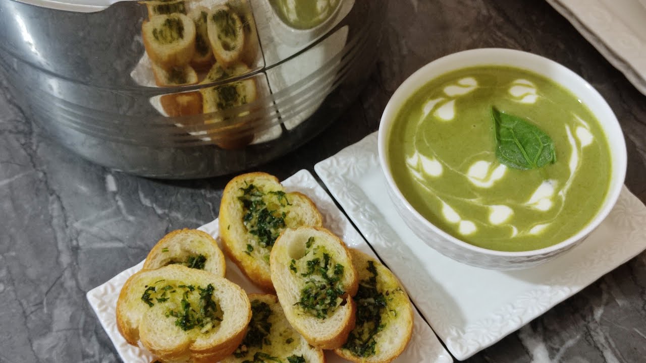 شوربة السبانخ بطريقة المطاعم الراقية مذاق رائع جدا،😲🍜❣️