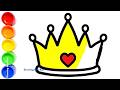 King and Queen Crown Draw King Crown with Colors &amp; Circles + Baby Shark Song | Learn Colors for Kids