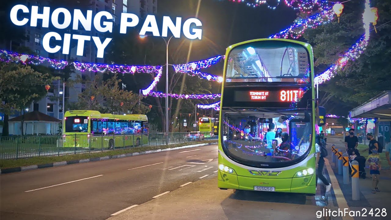 Buses under the Lunar New Year Decorations at Chong Pang City, Yishun (opp Blk 701A), Singapore 2021