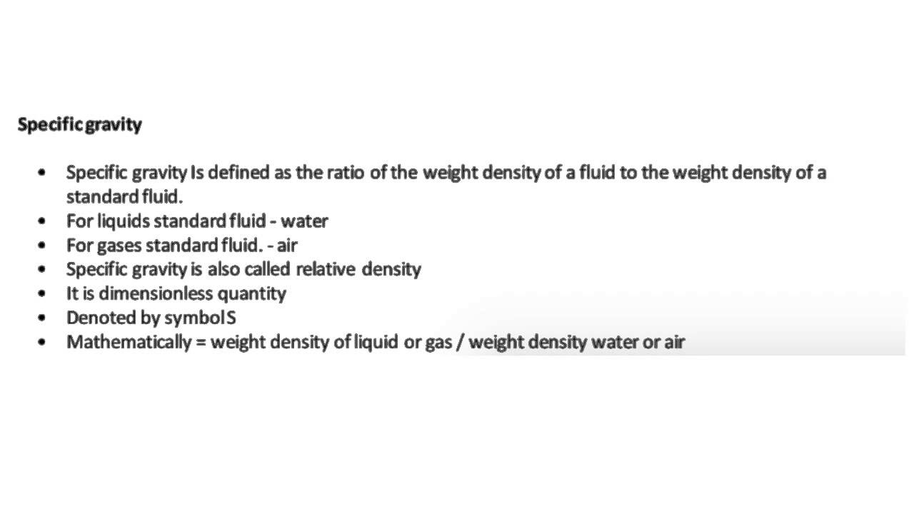 What is Specific Gravity in Fluid Mechanics upsc lectureship