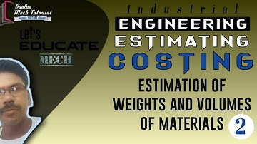 estimation of weights and volume of materials, Lecture 2, baalaa