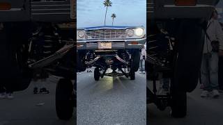 Jimmy Humilde HOPPING HIS 64 IMPALA RAG TOP LOWRIDER at a Classic Car cruise night in Pasadena, CA!