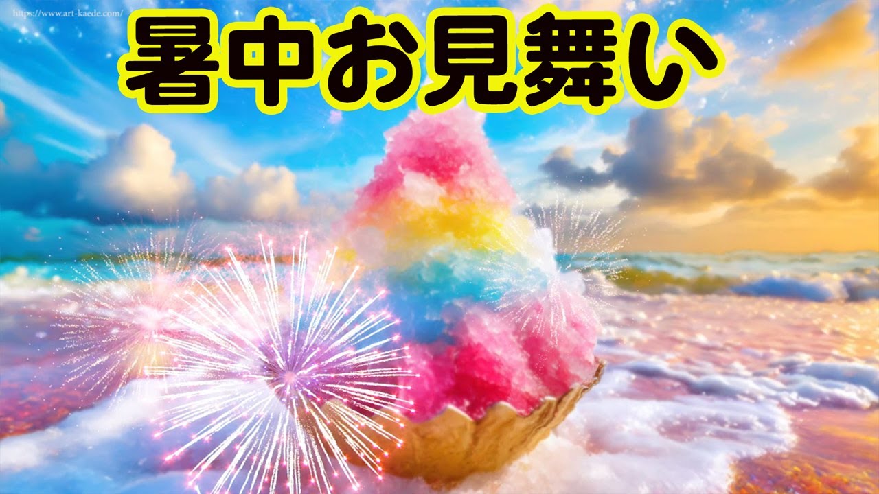 暑中見舞い動画 lineで送るかき氷と海のカード - YouTube